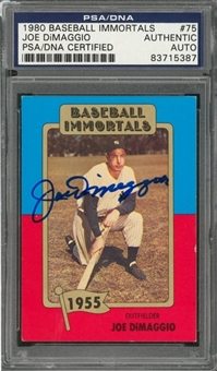 1980 TCMA "Baseball Immortals" #75 Joe DiMaggio Signed Card - PSA/DNA Authentic